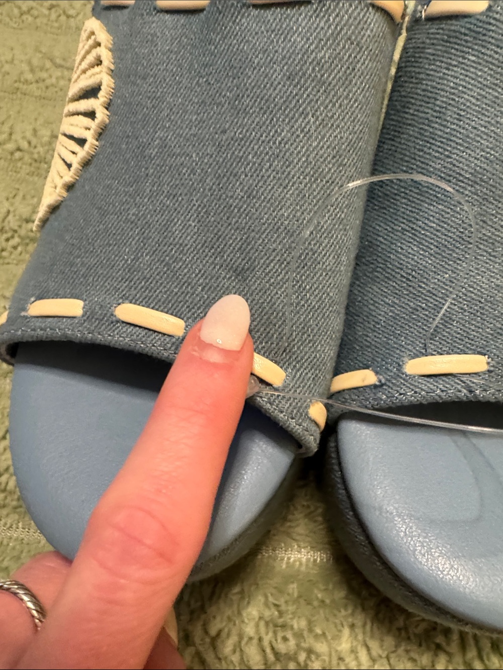 NWOT Anthropologie Blue Canvas Embroidered Shell Mule Slides/heels - Picture 9 of 11